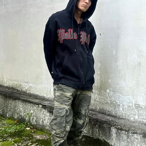 펠레펠레 90‘s 로고 레더패치 헤비스웨트 후드집업 xl