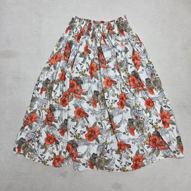 일본 빈티지 보헤미안 히피 레트로 플라워 롱 스커트