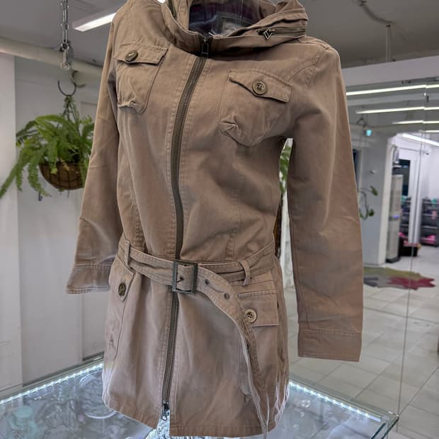 beltted cargo coat
