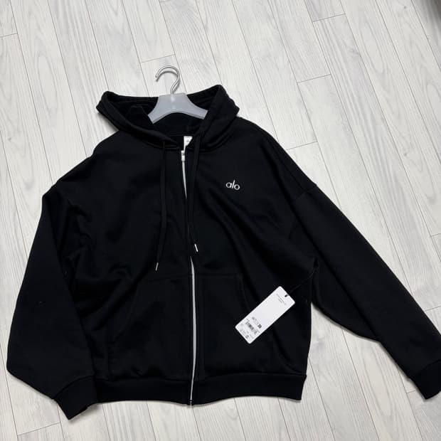 알로 요가 alo yoga 블랙 짚업후드티 L