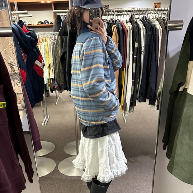 M)컬럼비아 스트라이프 디테일 배색 플리스 자켓