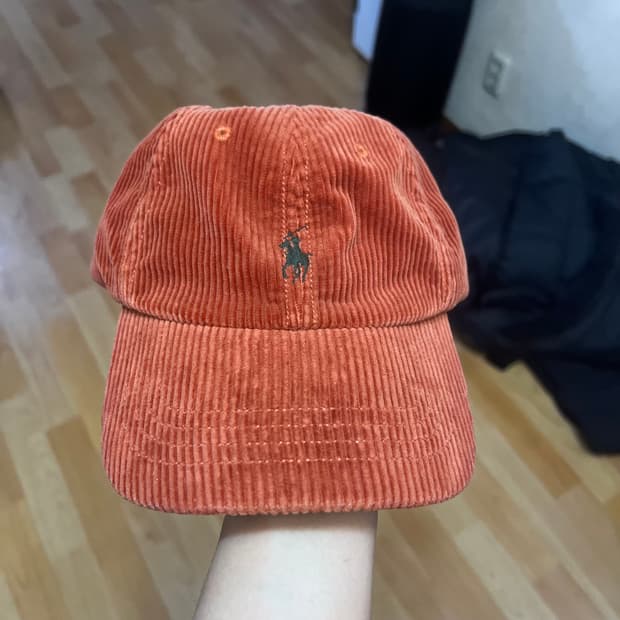 폴로 랄프로렌 오렌지 코듀로이 가죽스트랩 볼캡