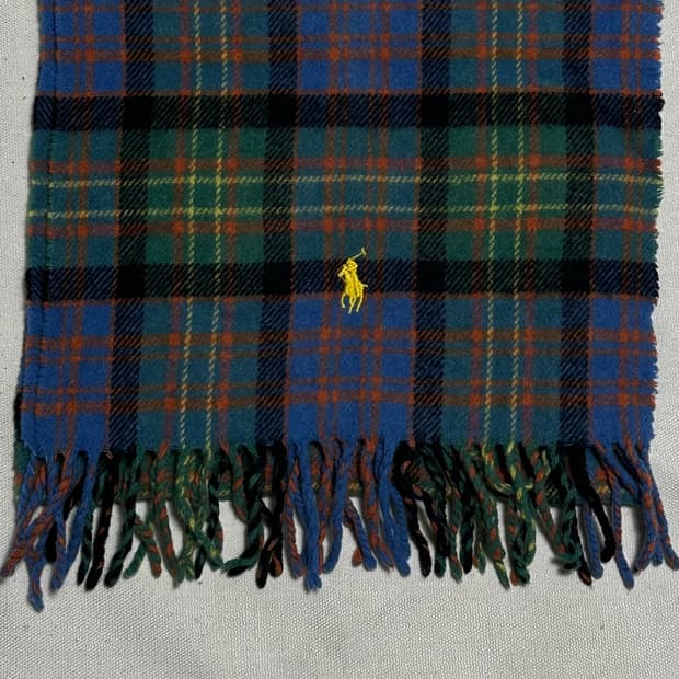 OS 폴로랄프로렌 옐로우 포니 체크 패톤 울 머플러