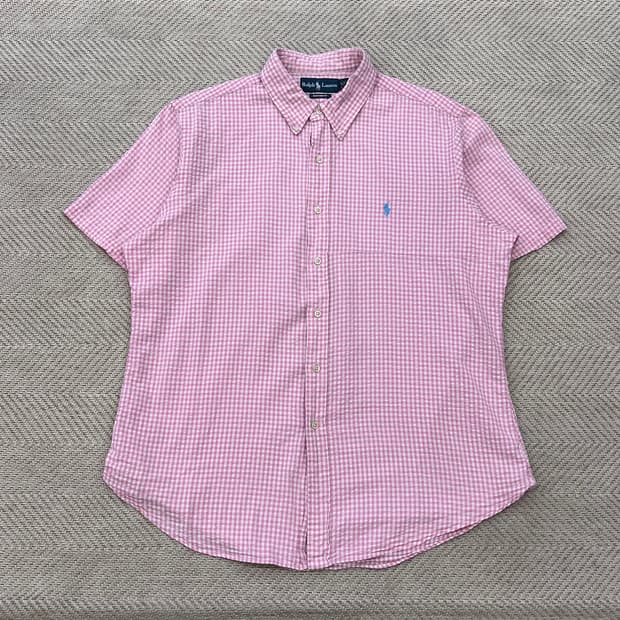 폴로랄프로렌 체크 시어서커 하프셔츠 r3961