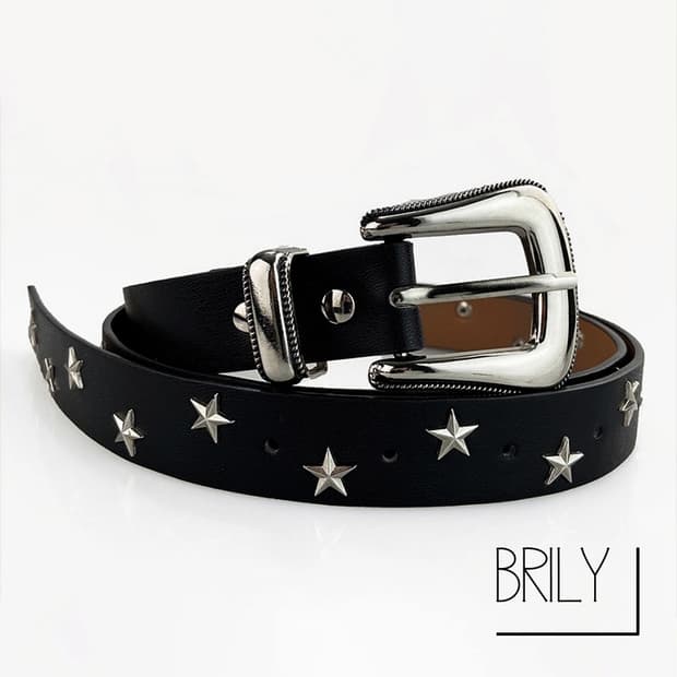 [Unisex] SKY 스타 별 스터드 비건 가죽 클래식 웨스턴 벨트