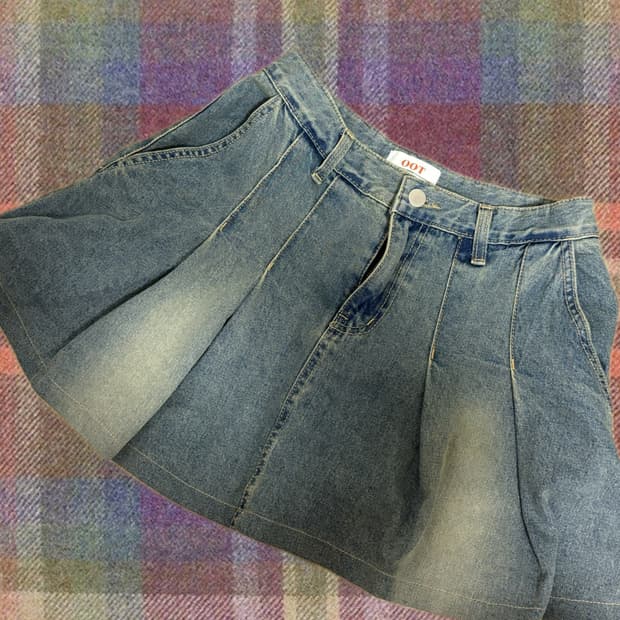 빈티지 데님 플리츠 스커트