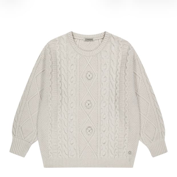 코이세이오 폼폼 케이블 니트 아이보리