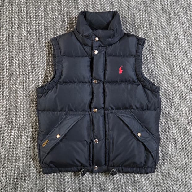 폴로 랄프로렌 블랙 레드 포니 다운 베스트 패딩조끼
