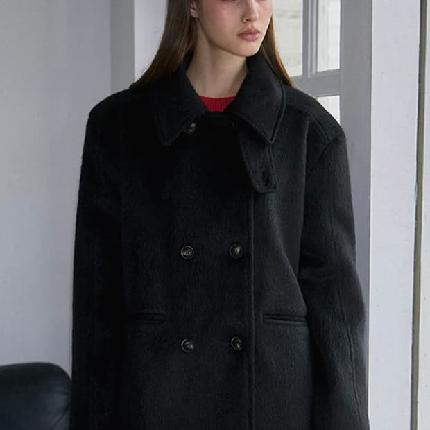 새상품) High Neck Half Coat [Black]