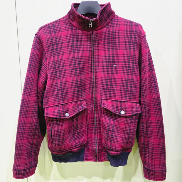 타미힐피거 체크 봄버 자켓 레드