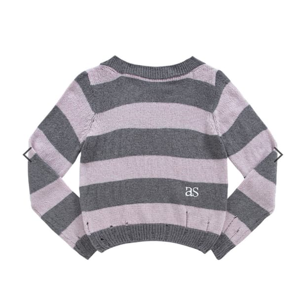 애즈온 원숄더 스트라이프 니트