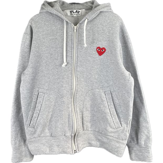 [S] 꼼데가르송 플레이 레드와펜 자수 후드집업