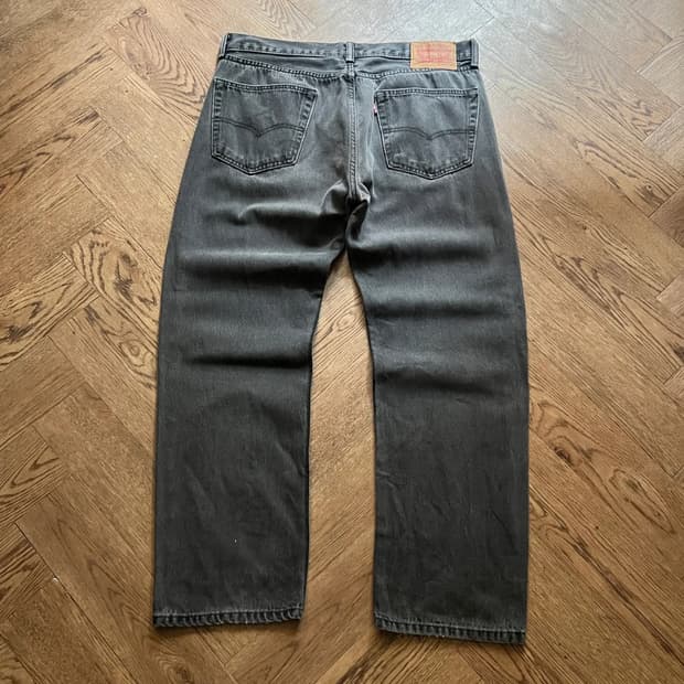 [36]리바이스 505 빈티지 워싱 흑청 데님 팬츠