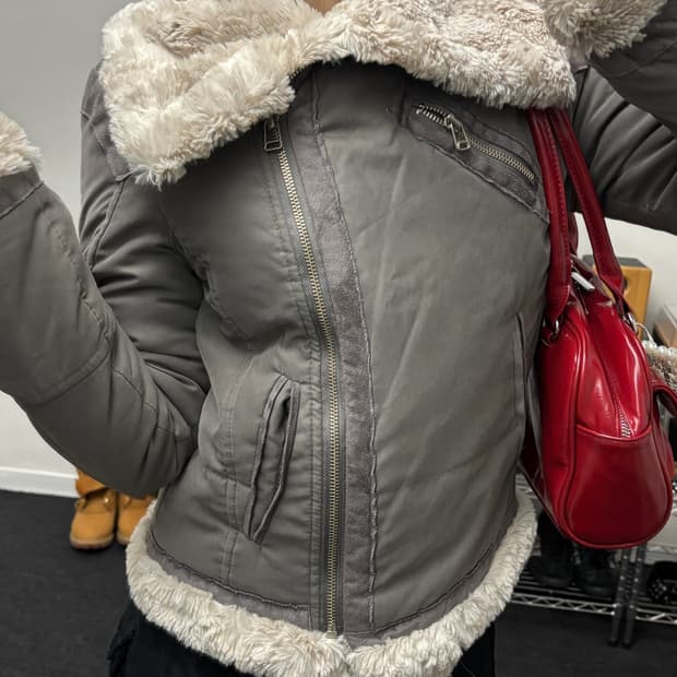 올드빈티지 그레이 양털 무스탕 점퍼