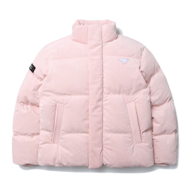 다이나핏 딸기우유핑크 코듀로이 덕다운 패딩