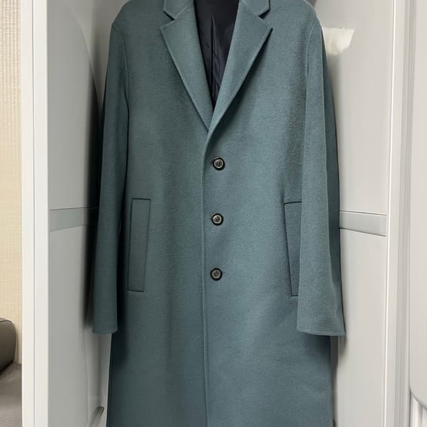 솔리드옴므 블루 세미오버핏 핸드메이드 캐시미어 코트 48사이즈