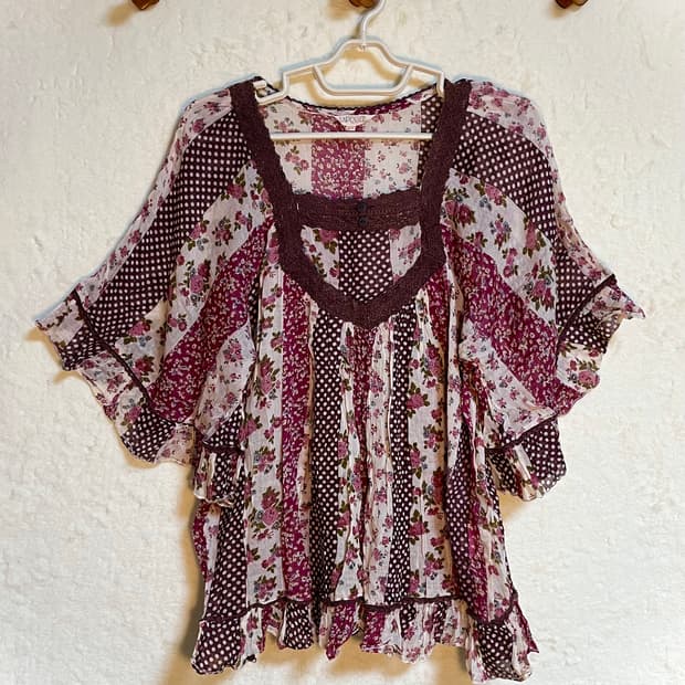 빈티지 체리 모리걸 크로쉐 블라우스