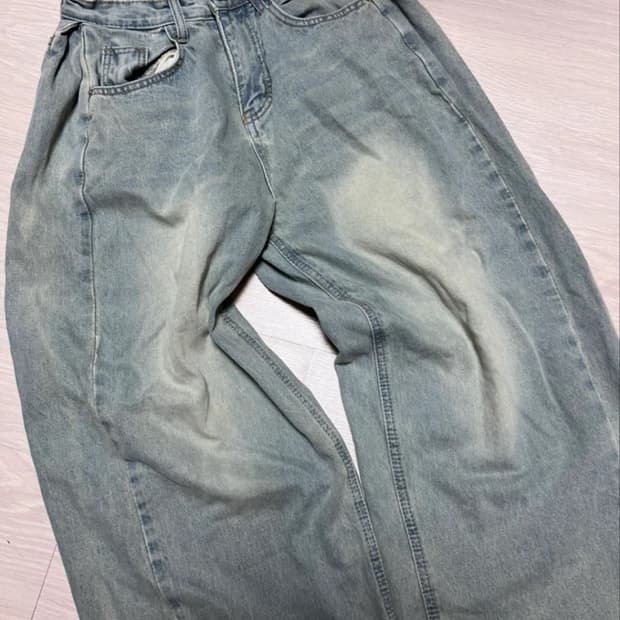 빈티지 워싱 와이드 데님 팬츠