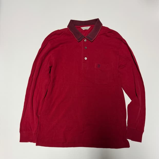 정품 발망 Balmain 긴팔 카라티 M 레드