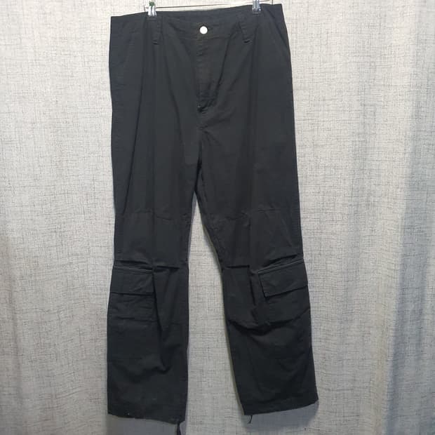 노매뉴얼 남성 블랙 카고 바지 