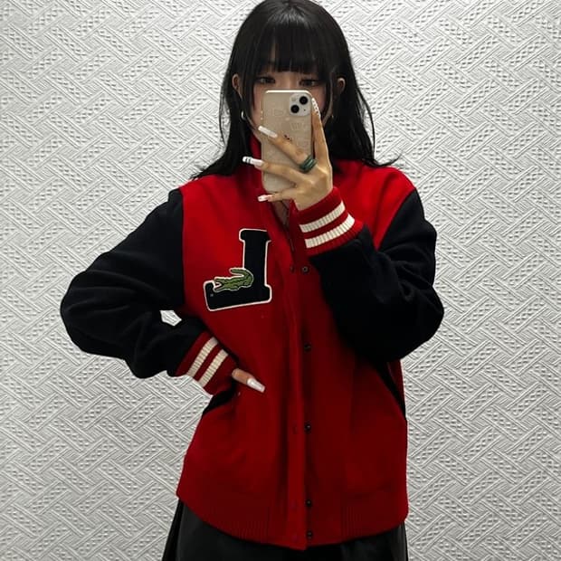 라코스테 올드스쿨 레트로 00's 울 바시티 자켓 48 C10867
