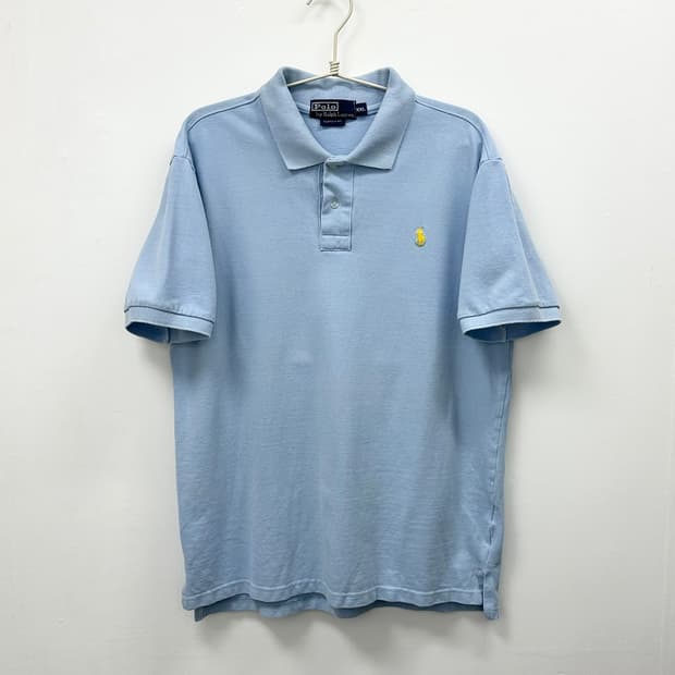 폴로랄프로렌 00s 빈티지 스카이블루 반팔 카라티 2XL