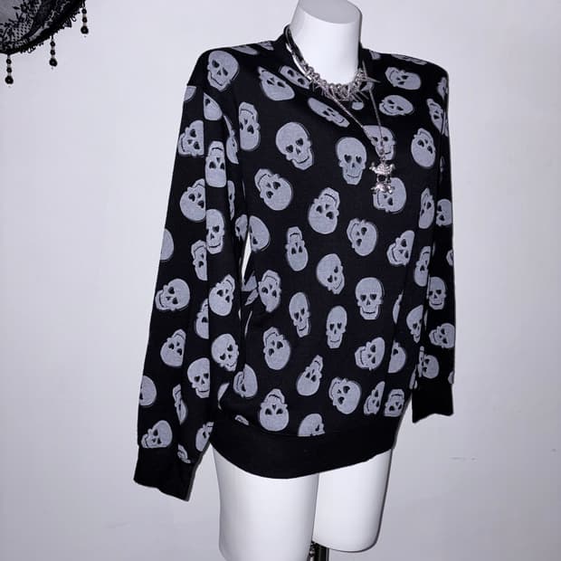 00s 해골 기모 맨투맨 아방핏 펑크 와투케 스컬