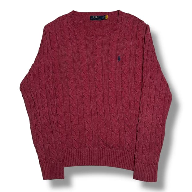 Polo Ralph Lauren 정품인증 딥핑크 케이블 코튼 니트