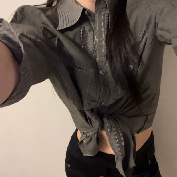 stitch+stripe point charcoal shirts