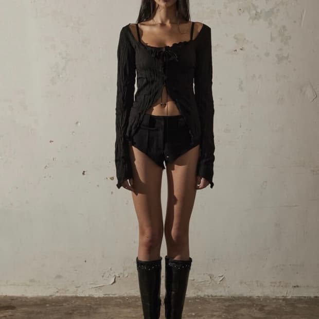 보헤미안서울 보헴서 링클 코르셋 가디건 블랙
