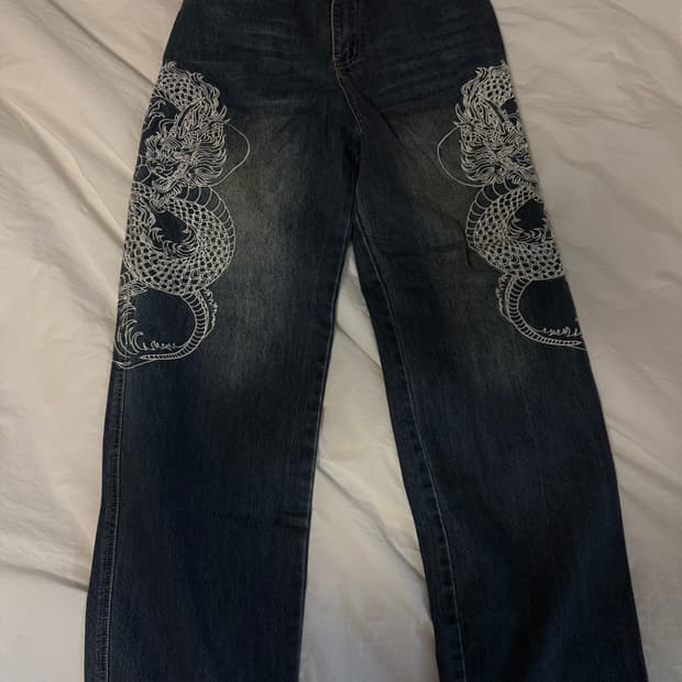 용그림 빈티지 데님