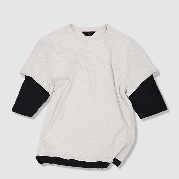 anytime loreak - FADE SLUB HALF T-SHIRT