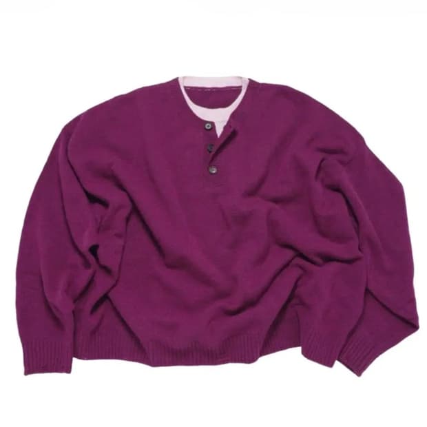 [M] MJD 콘트라스트 크롭 캐시미어 넥 니트 마젠타