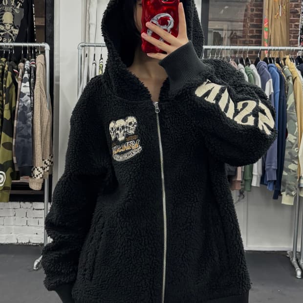 밴슨 레더 스컬 플리스 자켓