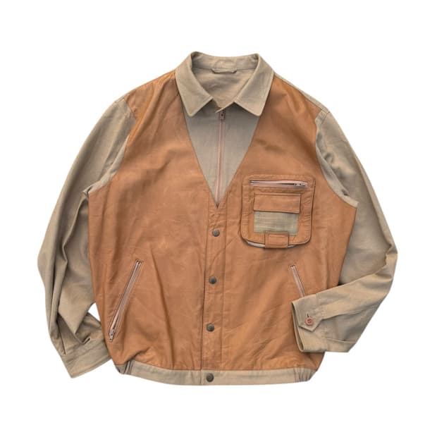 Vintage 카우레더 디테일 블루종 자켓