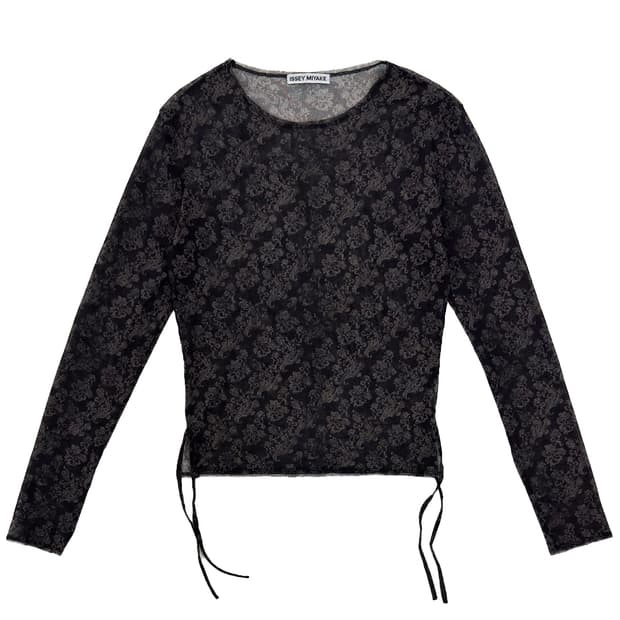 Issey Miyake Floral Mesh Drawstring Top