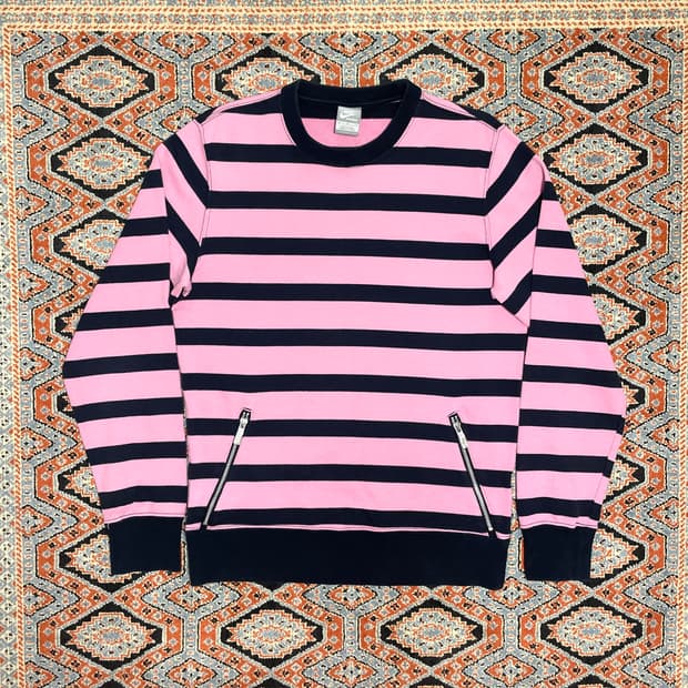  나이키 핑크 네이비 단가라 지퍼 맨투맨 남성M