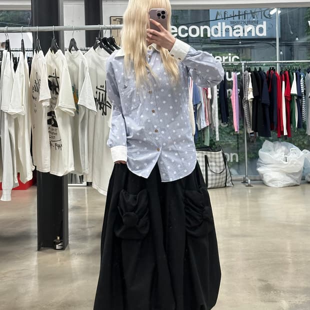 비비안 웨스트우드 레드라벨 스트라이프 도트 긴팔 셔츠