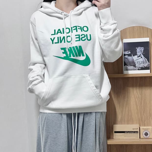 [정품] 나이키 화이트 프린팅 후드티 [ L ]