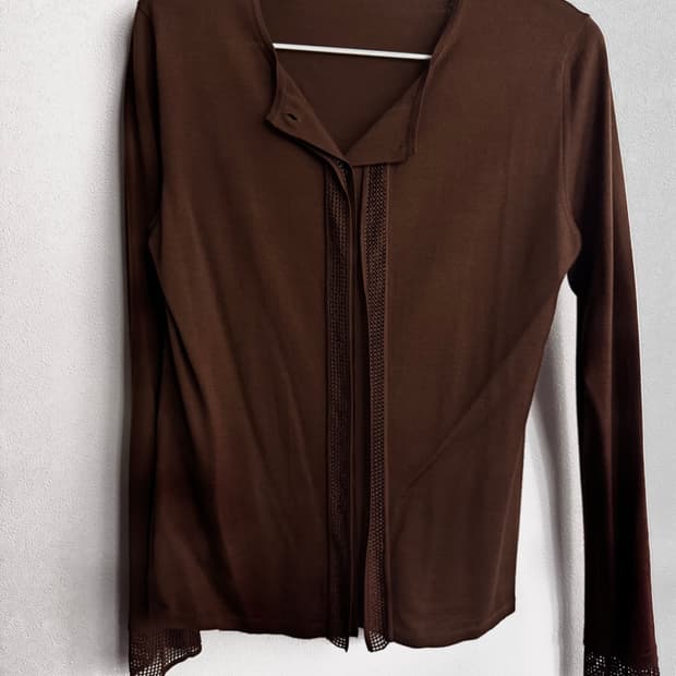 살바토레 페레가모 초콜릿브라운 실크 가디건