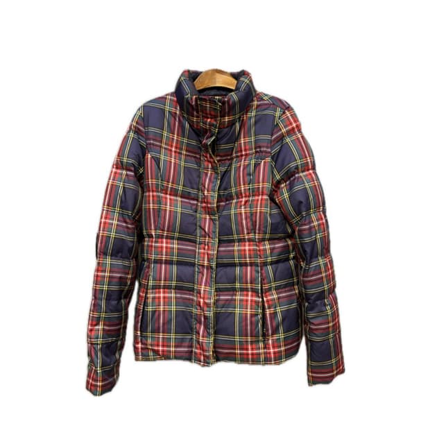 타미힐피거 체크 버튼 덕 다운 패딩