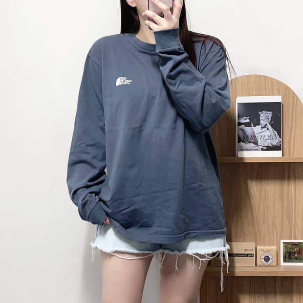 [정품] 노스페이스 블루그레이 뒷빅로고 긴팔티 [ XL ]