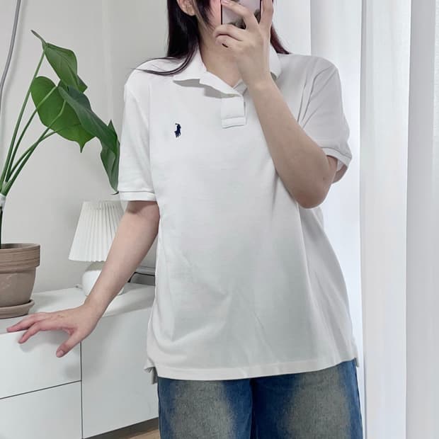 [정품] 폴로 화이트 / 네이비포니 반팔카라티 [ M ]