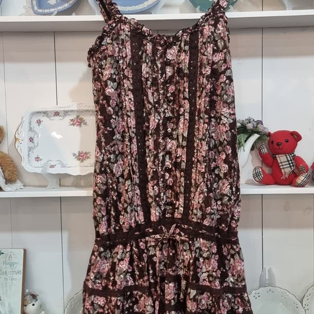 리즈리사 로즈레이스 초코플라워 캐미솔 원피스