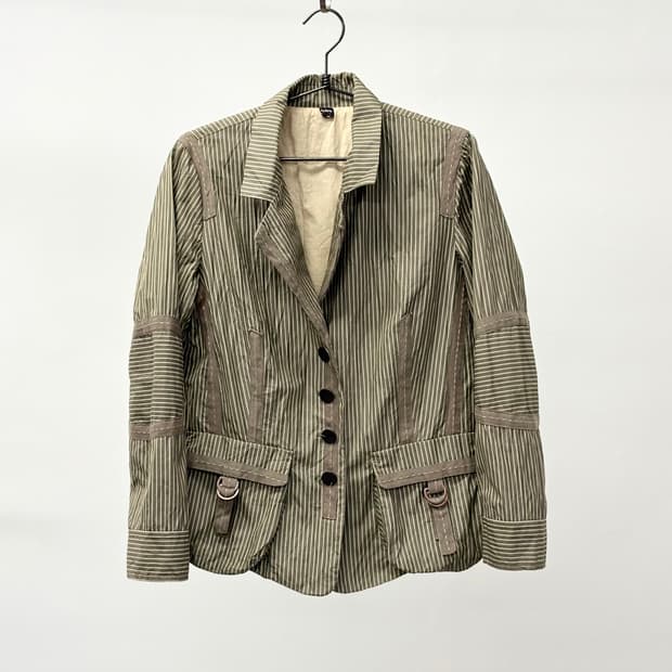 HYBRIS 빈티지 스트라이프 코튼 자켓