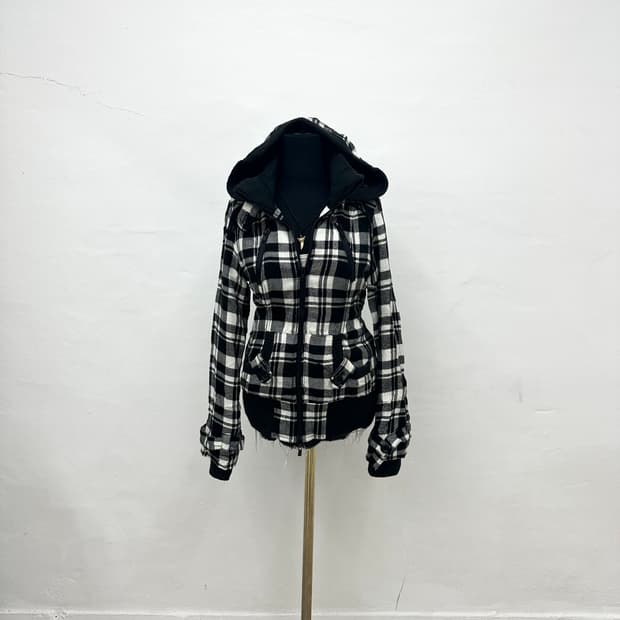 Strap detail Flannel pattern jacket 