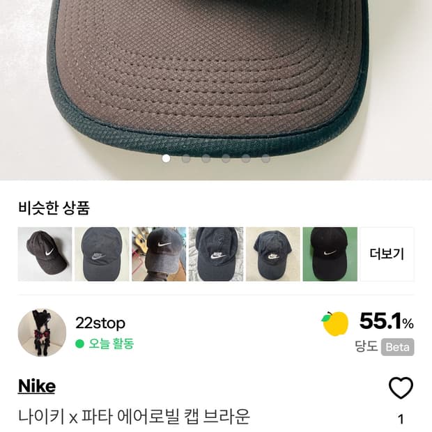 나이키x 파타 에어로빌 캡 브라운