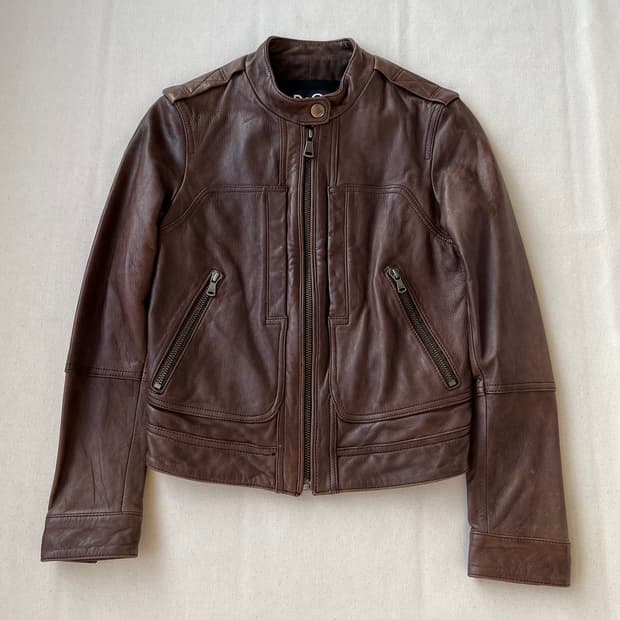 돌체앤가바나 브라운 레더 자켓