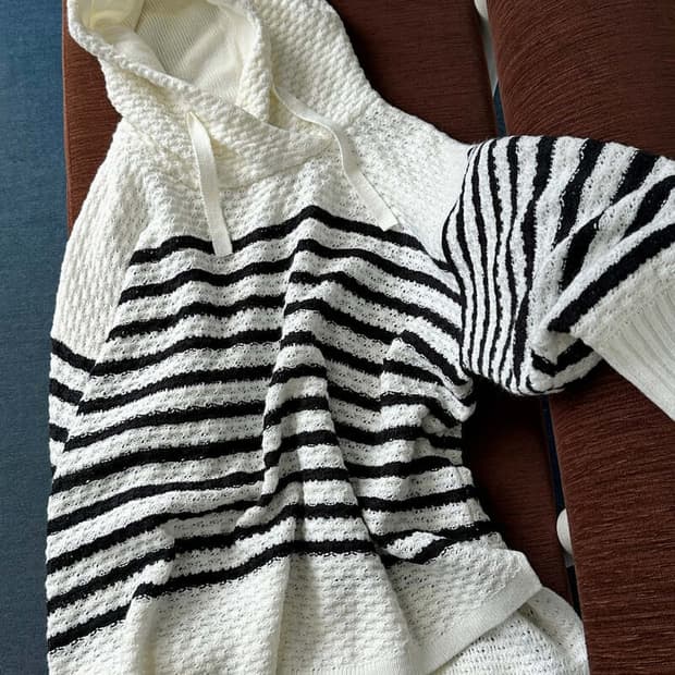 BIG silhouette loose knit hooded P/O