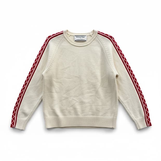 오니츠카타이거 아이보리색 라인 니트 M